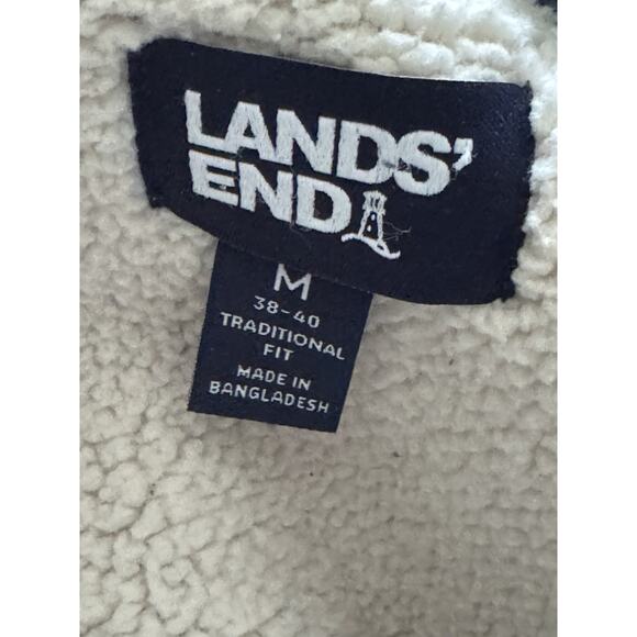 Lands End Mens Jacket Medium Traditional Fit Button Down Sherpa Lined Plaid Fall - Picture 8 of 10